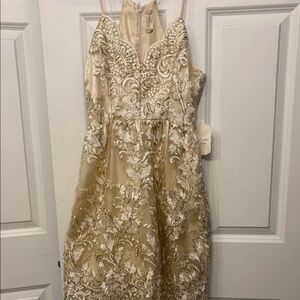 altar'd States Elegant Gold Embroidered Dress -- Size XS